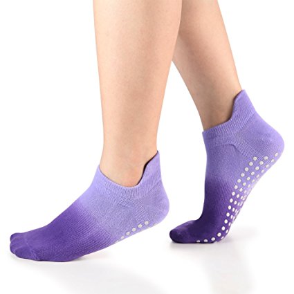 Women's Grip Socks for Yoga Pilates Barre Dance Ombre Dyed Non Slip Socks 1-2 Pack