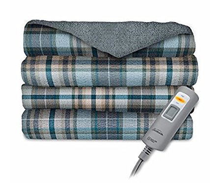 Sunbeam Velvet Plush Heated Throw Blanket 60" x 50" (Various Colors) (Light Blue)