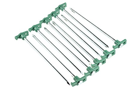 SE 9NRC10 Galvanized Non-Rust Tent Peg Stakes with Green Stopper