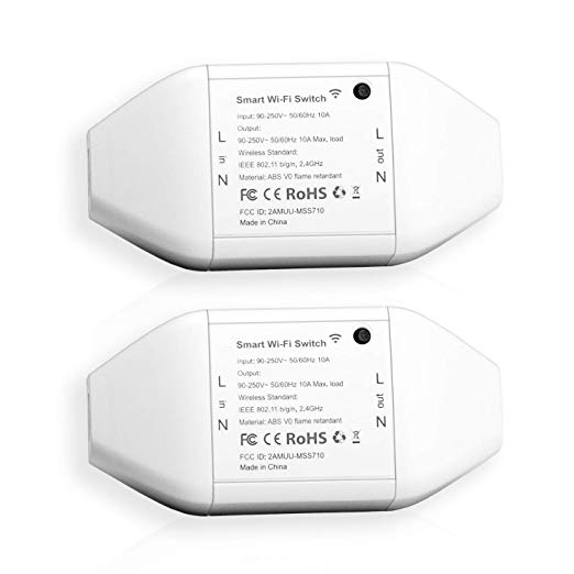 Smart Switch, Meross 10A Universal WiFi Switch Control Compatible with Alexa & Google Home Assistant for Lights Household Appliance (2 Pack)