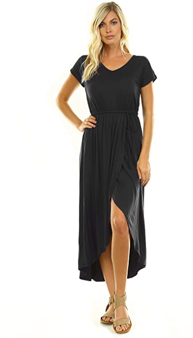 Women’s V-Neck Tulip Wrap Maxi Dress