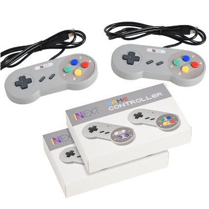 New SNES Super Nintendo Controller , Retro USB Super Classic Controller for PC/Mac (Multi Colored Keys) (Pack of 2)