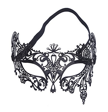Geek-M Metal Laser Cut Masquerade Venetian Party Mask Black