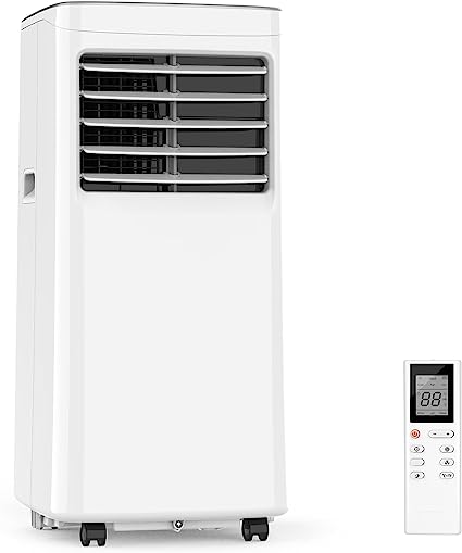 8,000 BTU Portable Air Conditioner - 3-in-1 AC, Dehumidifier, and Fan Mode. Perfect for Homes, Offices, and Dorms - Cools up to 200 sq ft. Comes with Remote Control ＆ 24 Hour Timer