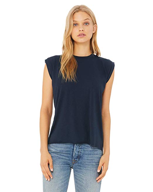 Bella   Canvas Women's Flowy Muscle Tee with Rolled Cuff