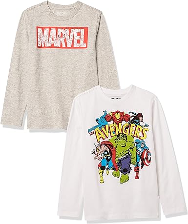 Amazon Essentials Boys Disney Star Wars Marvel 2-Pack Long-Sleeve T-Shirt Tops