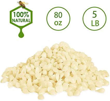 Bingolife White Beeswax Pellets 5 lb/80 oz 100% Pure, Natural Triple Filtered for Skin, Face, Body and Hair Care DIY Creams, Lip Balms, Lotions, Soap,Candles
