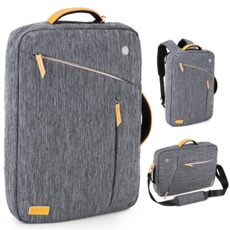 Laptop Briefcase Backpack, Evecase Water Resistant Convertible Laptop Canvas Briefcase Backpack - fits up to 17.3-inch Laptop - Gray