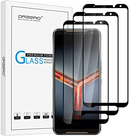 (3 Pack) Orzero Tempered Glass Screen Protector Compatible for ASUS ROG Phone 2, 2.5D Arc Edges 9 Hardness HD Anti-Scratch Full-Coverage (Lifetime Replacement)