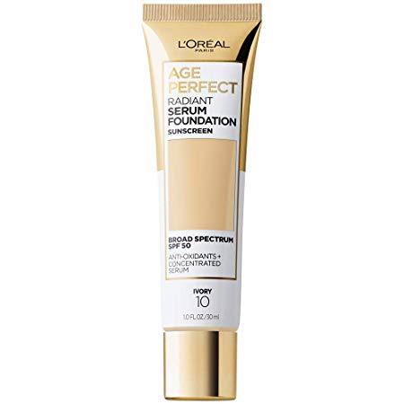 L'Oreal Paris Age Perfect Radiant Serum Foundation with SPF 50, Vitamin B3, and Hydrating Serum Available in 30 Radiant Shades, Ivory, 1 fl. oz.