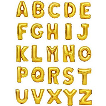 Zeato Single Alphabet Letter "F" Air Inflation Aluminum Foil Film Balloon [Non-Floatable] Celebration Party Multiple Occasions Home Decoration Supplies (Golden,16 inch)