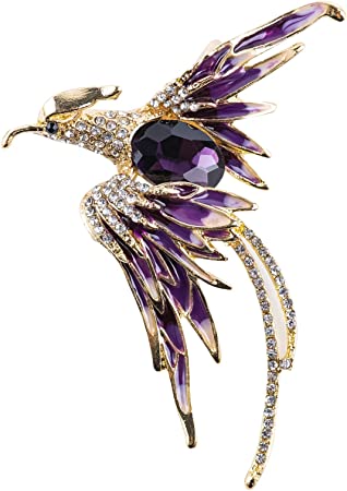 Goture Rhinestone Phoenix Brooch Crystal Enamel Lapel Flame Fire Bird Resurrection Survivor Pin for Women Ladies Clothing Accessories Wife Gift
