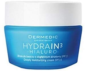 DERMEDIC - HYDRAIN3 - HIALURO - Deeply moisturizing cream SPF 15 - 50 ml - Recommended for dry, very dry and dehydrated skin - Hypoallergenic