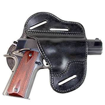 The Ultimate Leather Gun Holster - 3 Slot Pancake Style Belt Holster -Handmade in the USA! - Fits 1911 Style Handgun