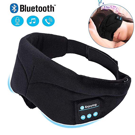 Bluetooth Sleeping Eye Mask Headphones,Travel Sleeping Headphone Bluetooth Eye Mask Handsfree Music Sleep Eye Shades Headset Built-in Speakers Microphone Washable for Air Travel, Relaxation, Insomnia