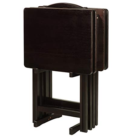 Casual Home 660-44 5 Piece Tray Table Set, Espresso