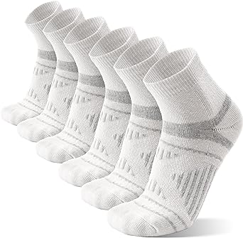 EBMORE 6 Pairs Merino Wool Ankle Hiking Running Socks Compression Support Thick Cushion No Show Socks for Men Women