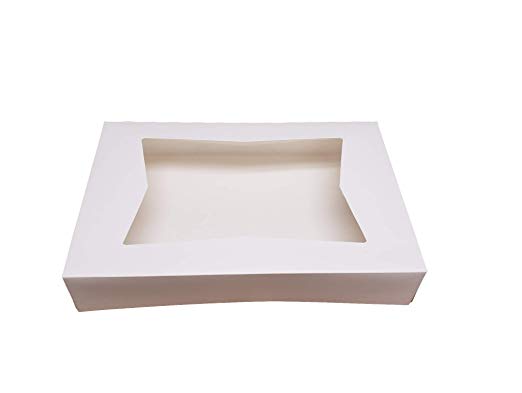 12" Length x 8" Width x 2.25" Height White Paperboard Auto-Popup Donut Bakery Box with Window by MT Products (Pack of 15)