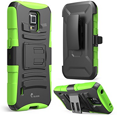 Galaxy S5 Active Case, i-Blason Prime Series Dual Layer Holster Case with Kickstand and Locking Belt Swivel Clip for Samsung Galaxy S5 Active [Will Not Fit the Regular Galaxy S5 i9600] (Green)