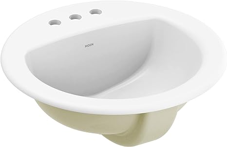 Moen White Vitreous China Drop-in Countertop Sink, 19 X 8.25 Inch Oval Bathroom Sink with a High Gloss Porcelain Finish for Vanity Countertop Placement, BGCW13OD1919