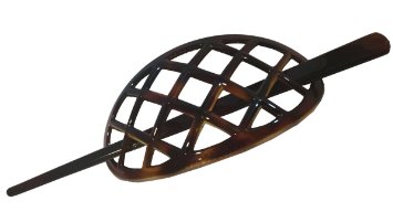 Parcelona French Criss Cross Pattern Brown Chignon Ponytail Holder Pin Thru Hair Updo Bun Cover Cap with Stick