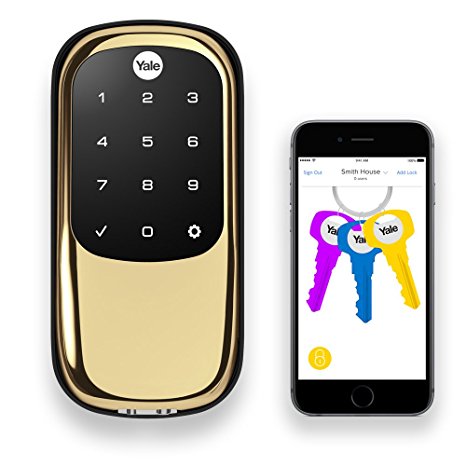 Yale Real Living Assure Lock with Bluetooth in Polished Brass