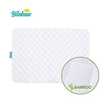 Pack N Play Playard Mattress Pad Cover for Pack and Play Mattress, Premium Bamboo, Smooth & Soft Mattress Covers for Mini/Portable Crib Mattress