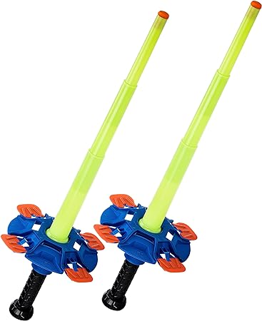 NERF Fencing Duel Swords Set - Kids Retractable Fencing Swords - Integrated Knockdown Targets - Glow in The Dark Light Up for Play Duels - Fencing Game for Kids