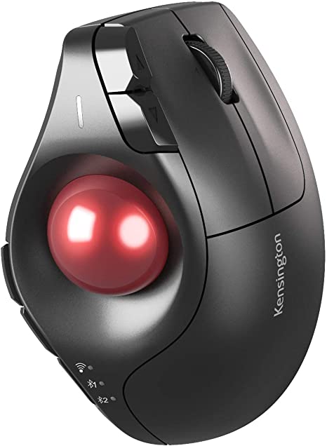 Kensington Pro-Fit Ergo Vertical Wireless Bluetooth Ergonomic Trackball USB For Windows/Mac, PC, Computer, Laptop, Gamer/Gaming Mouse -Relieves Hand Strain -Black K75326WW