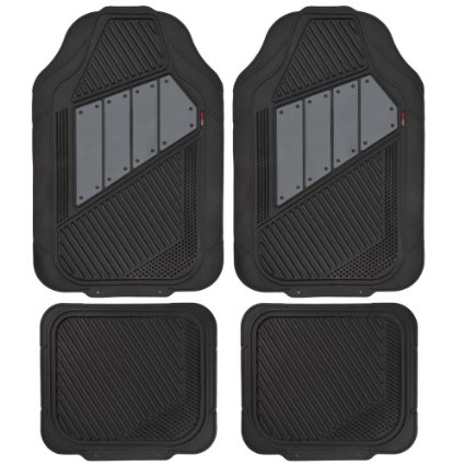 Motor Trend FlexTough 2 Tone Rubber Car Floor Mats for Auto - Heavy Duty All Season Black & Gray