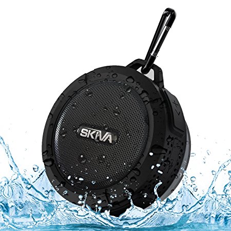 Portable Outdoor and Shower Speaker - Skiva AudioFlow Splashproof Water-resistant Loud (5W) Bluetooth Wireless Speaker (High Fidelity Sound, Built-in Microphone) for iPhone, Samsung, HTC [Model:SP105]
