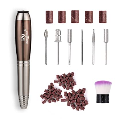 Electric Nail Drill Machine, Professional Efile Nail Drill Kit, Manicure Pedicure Polishing Grinding Tools with 6Pcs Nail Drill Bits and 66 Sanding Bands for Acrylic Gel Nail Home Salon DIY Use(Brown)