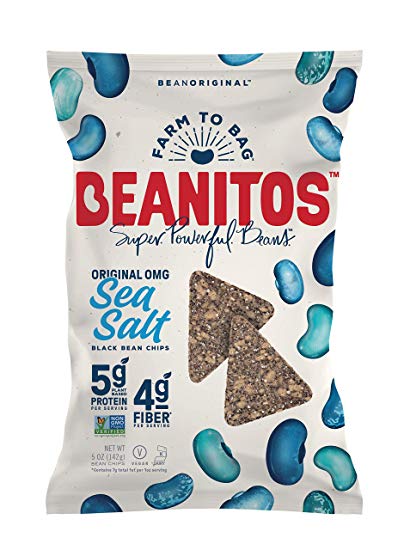 Beanitos Black Bean Chips with Sea Salt, The Healthy, High Protein, Gluten free, and Low Carb Vegan Tortilla Chip Snack, 5 Ounce A Lean Bean Protein Machine for Superfood Snacking At Its Best