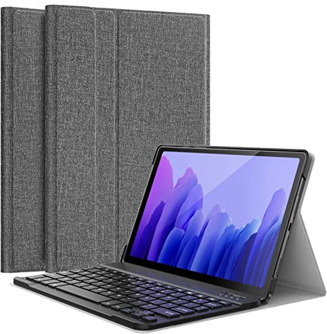 MoKo Keyboard Case Compatible with Samsung Galaxy Tab A7 2020, PU Tablet Cover Shell Case with Removable Wireless Keyboard Fit Galaxy Tab A7 2020 10.4 Inch Model (SM-T500/505/507), Gray