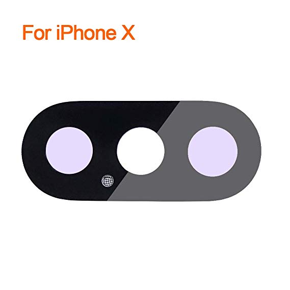 Johncase New OEM Rear Back Camera Glass Lens Cover w/Dustproof Net   Adhesive Glue Replacement Part Compatible for iPhone X (All Carriers)