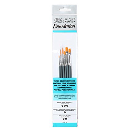 Winsor & Newton Foundation Water Colour Brush with Short Handle (Pack of 6)