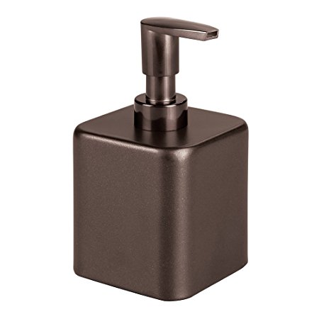 mDesign Liquid Hand Soap Dispenser Pump Bottle for Kitchen, Bathroom | Also Can be Used for Hand Lotion & Essential Oils - Short, Bronze