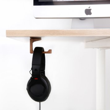 Headphone Stand, GVDV Universal Under-Desk Headphone Hanger Mount Wooden On-Ear Headphones Stand Holder with Adhesive Sticky for Home and Office Use