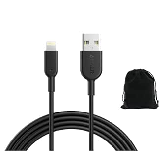 Anker Powerline II Lightning Cable 10ft, Ultra-Durable USB-A to Lightning Charging Cable, Compatible with iPhone 14/13/12/11/XS/XR/8/7, Fast Charge & Sync, W/Travel Pouch (1, Black)