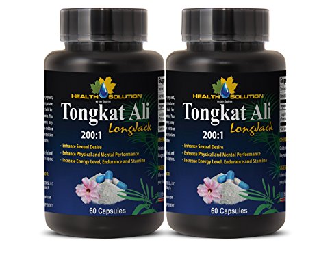 Tongkat ali root - Tongkat Ali 200:1 Premium Extract - Boost libido (2 Bottles - 120 Capsules)