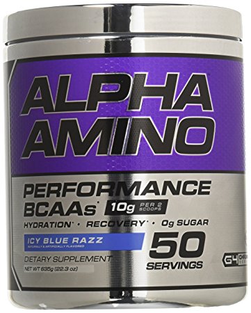 Cellucor Alpha Amino Performance BCAA Powder, BCAAs & Essential Amino Acids for Recovery, Icy Blue Razz, 50 Servings