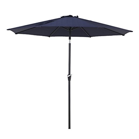 Grand Patio 10 FT Aluminum Patio Umbrella, 8 Ribs Powder Coated Outdoor Market Umbrella, UV Protective Beach Umbrella with Push Button Tilt and Crank, Blue