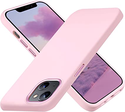 Ownest Compatible with iPhone 13 Case and iPhone 14 Case 6.1 Inch with Slim Silicone Shockproof Protective Phone Case for iPhone 13/iPhone 14 with [Soft Touch Microfiber Lining]-Light Pink