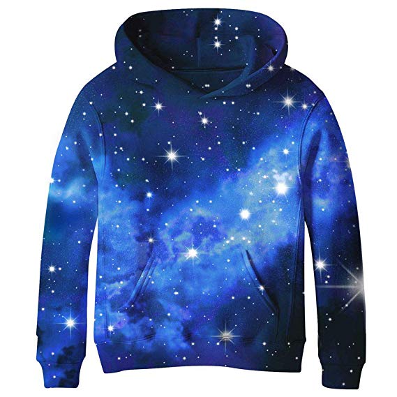 SAYM Teen Boys' Galaxy Fleece Sweatshirts Pocket Pullover Hoodies 4-16Y