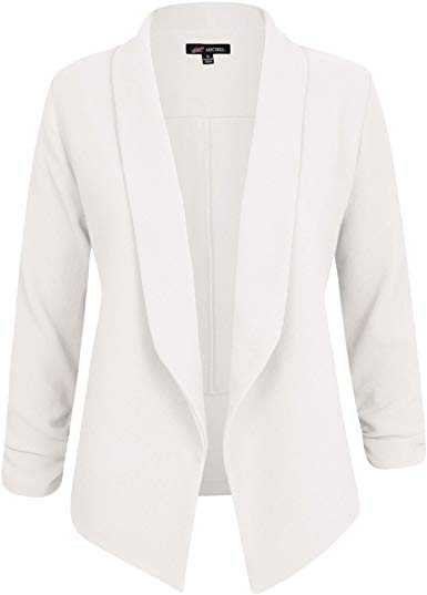 Michel Womens Classic Work Office Blazer Jacket Open Front Lapel Suits Blazer with Plus Size (1X ~ 3XL)