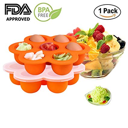 EH-LIFE Silicone Baby Food Freezer Tray with Clip-on Lid - Perfect Storage Container for Homemade Baby Food, Vegetable & Fruit Purees and Breast Milk - BPA Free & FDA Approved (Orange)