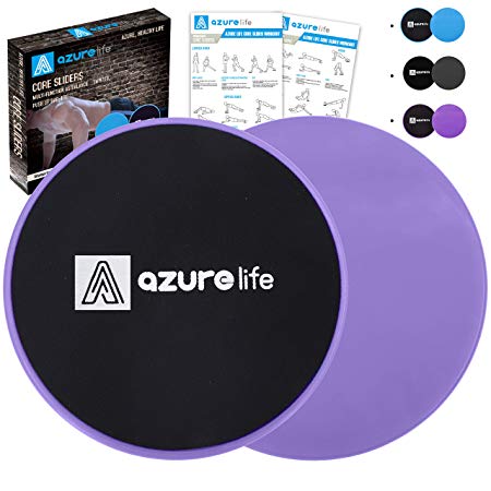 A AZURELIFE Exercise Core Sliders, 2 Pack Dual Sided Exercise Gliding Discs Use on All Surfaces, Light and Portable, Perfect for Abdominal&Core Workouts