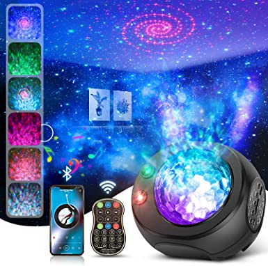 Galaxy Star Night Light Projector, 3 in 1 Starry Projector with Bluetooth Speaker&Remote Control for Bedroom Ceiling, Skylight Projector with Timer Kids Adults Gift, Sync to Music, Nebular Ocean Wave