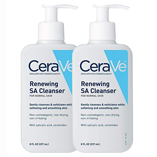 CeraVe Salicylic Acid Cleanser | 8 Ounce, Pack of 2 | Renewing Exfoliating Face Wash with Vitamin D for Rough and Bumpy Skin | Fragrance Free