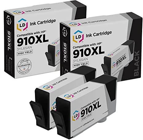 LD Remanufactured Ink Cartridge Replacements for HP 910XL 910 XL 3YL65AN High Yield (Black, 2-Pack) to use with OfficeJet Pro 8010, 8020, 8021, 8025, 8028, 8030, 8035